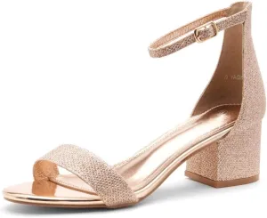 Herstyle Women??s Low Heels ?C Open Toe Chunky Block Heeled Sandals with Ankle Strap | Comfortable Dressy Short Heels for Prom, Wedding, Party & Office