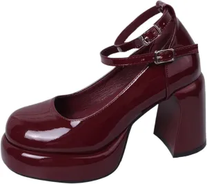 High Heels Women's Retro Thick-Soled Mary Jane Shoes with Waterproof Platform Chunky Heels