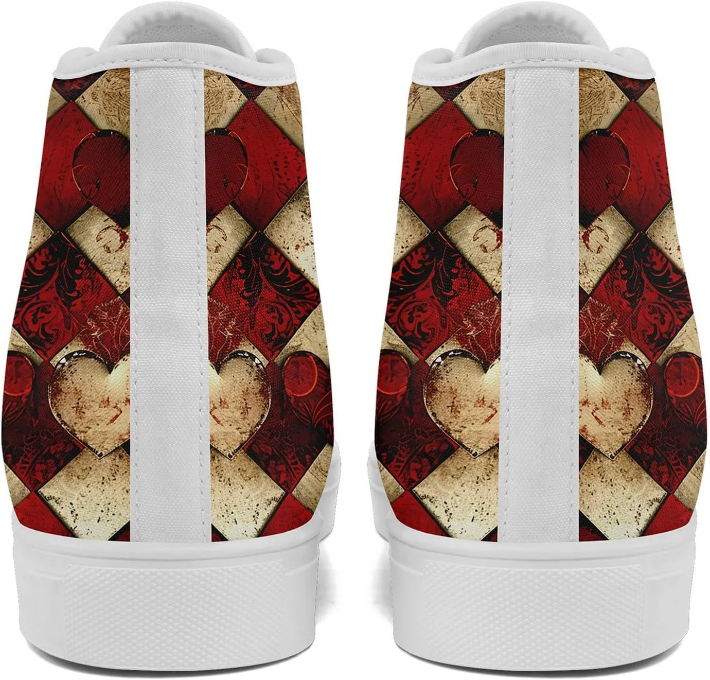 High-Top Canvas Sneakers for Girls & Boys ??Stylish Heart Print Lace-Up Shoes, Comfortable Casual Fashion Footwear