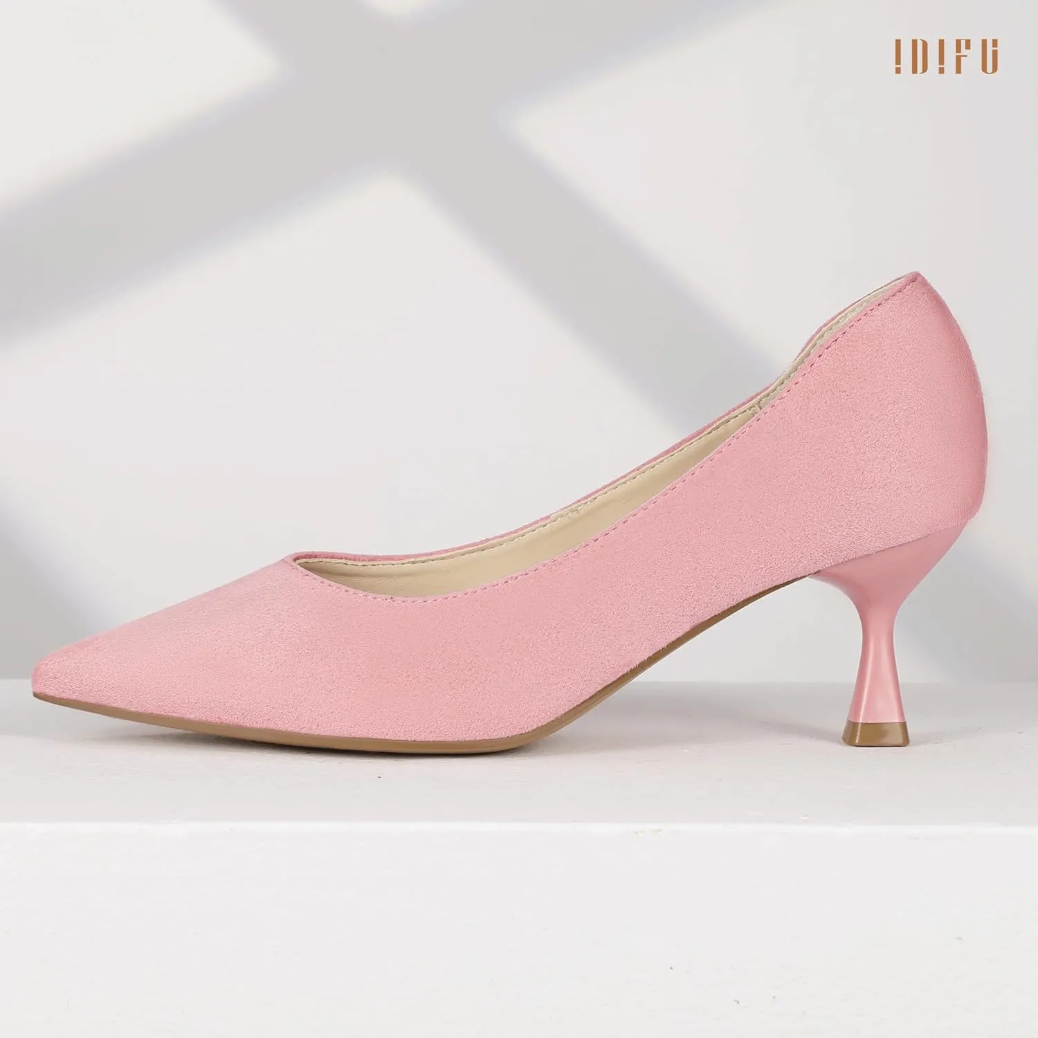 IDIFU IN3 Women's Pumps Kitten Closed Toe Heels Low Pointed Toe Heels Wedding Bridal Office Formal Work Prom Dress Shoes for Women Comfortable Dressy Trendy Cute Pumps Shoes
