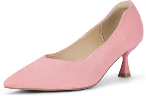 IDIFU IN3 Women's Pumps Kitten Closed Toe Heels Low Pointed Toe Heels Wedding Bridal Office Formal Work Prom Dress Shoes for Women Comfortable Dressy Trendy Cute Pumps Shoes