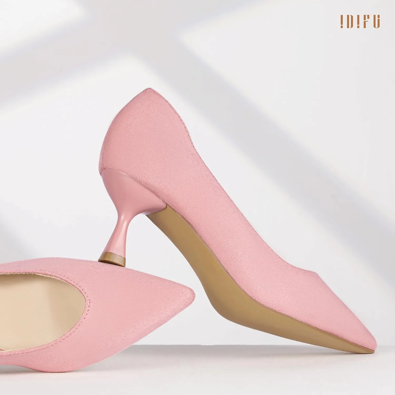 IDIFU IN3 Women's Pumps Kitten Closed Toe Heels Low Pointed Toe Heels Wedding Bridal Office Formal Work Prom Dress Shoes for Women Comfortable Dressy Trendy Cute Pumps Shoes