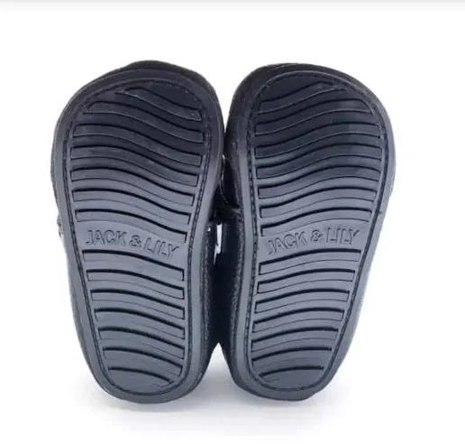 Jack & Lily Grey and Black Leather Baby Boy Sneakers : Sizes 0m to 36m
