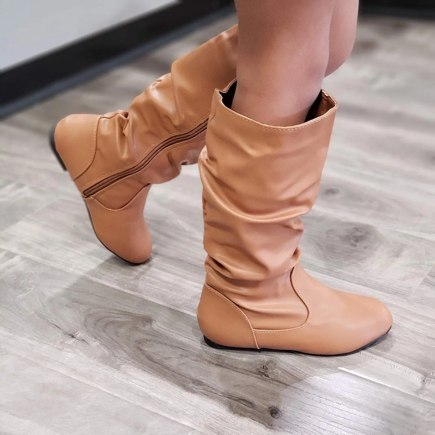 Jazam?? Little Girls Mila Tall Knee High Zipped Round Toe Riding Dress Boots