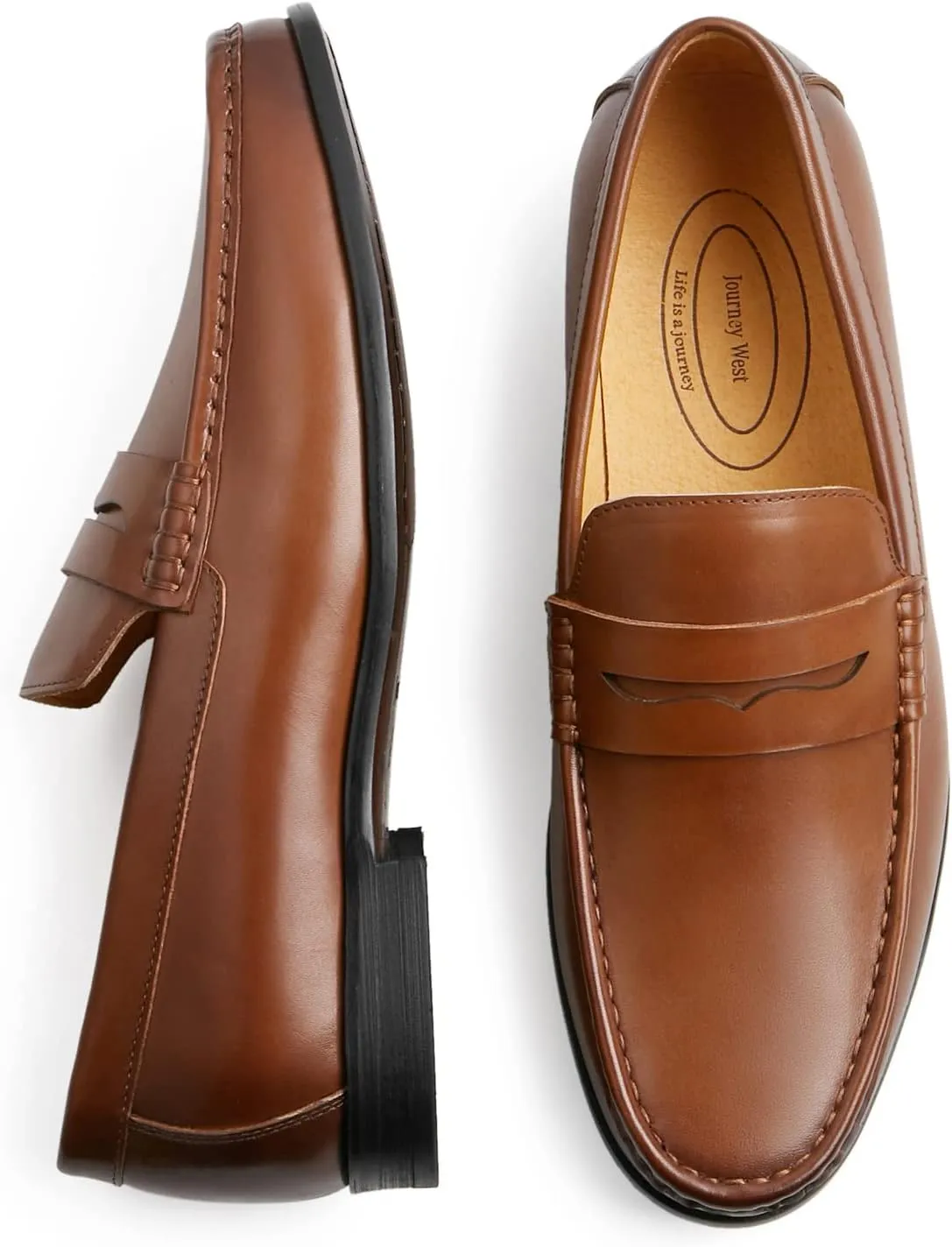 Journey West Mens Genuine Leather Dress Shoes Slip on Penny Loafers for Men