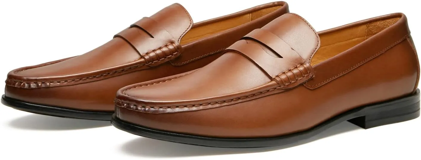 Journey West Mens Genuine Leather Dress Shoes Slip on Penny Loafers for Men