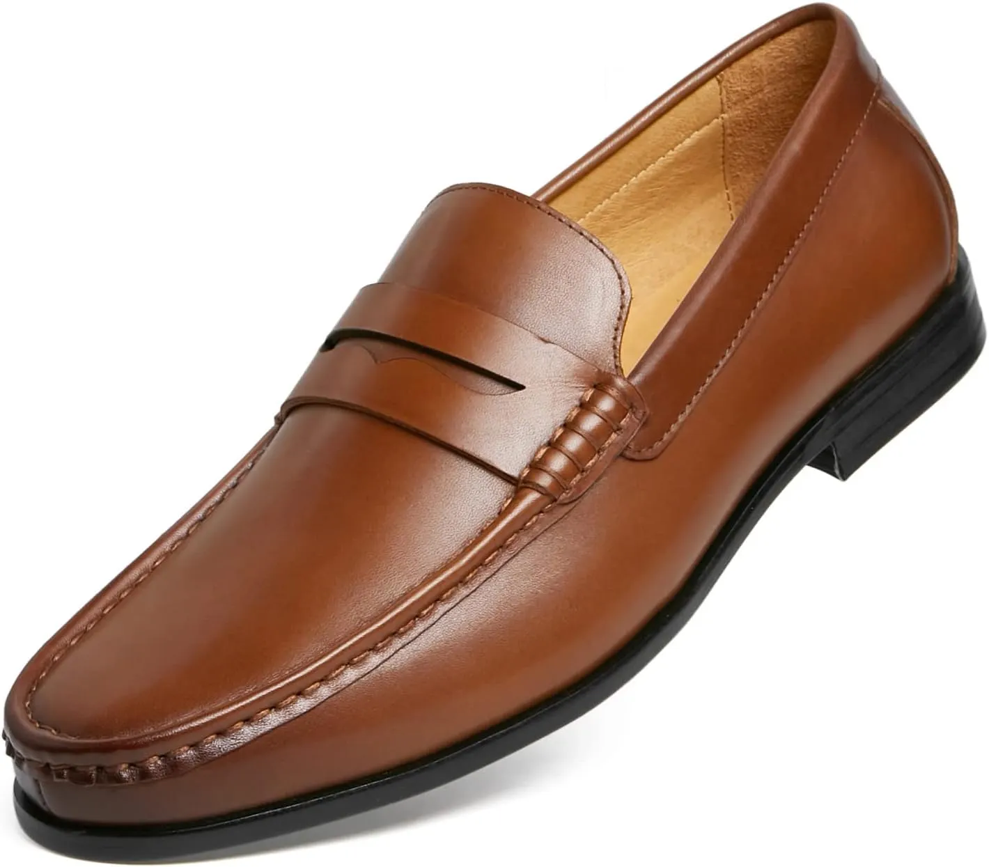 Journey West Mens Penny Loafers with Genuine Leather Business Dress Slip on Loafer Shoes for Men Tan US 8