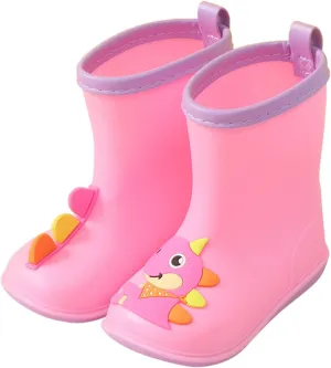 Kids Dinosaur Rain Boots for Boys Girls Mud Boots Waterproof Toddler Lightweight Rain Boots with Easy-On Toddler Shoes