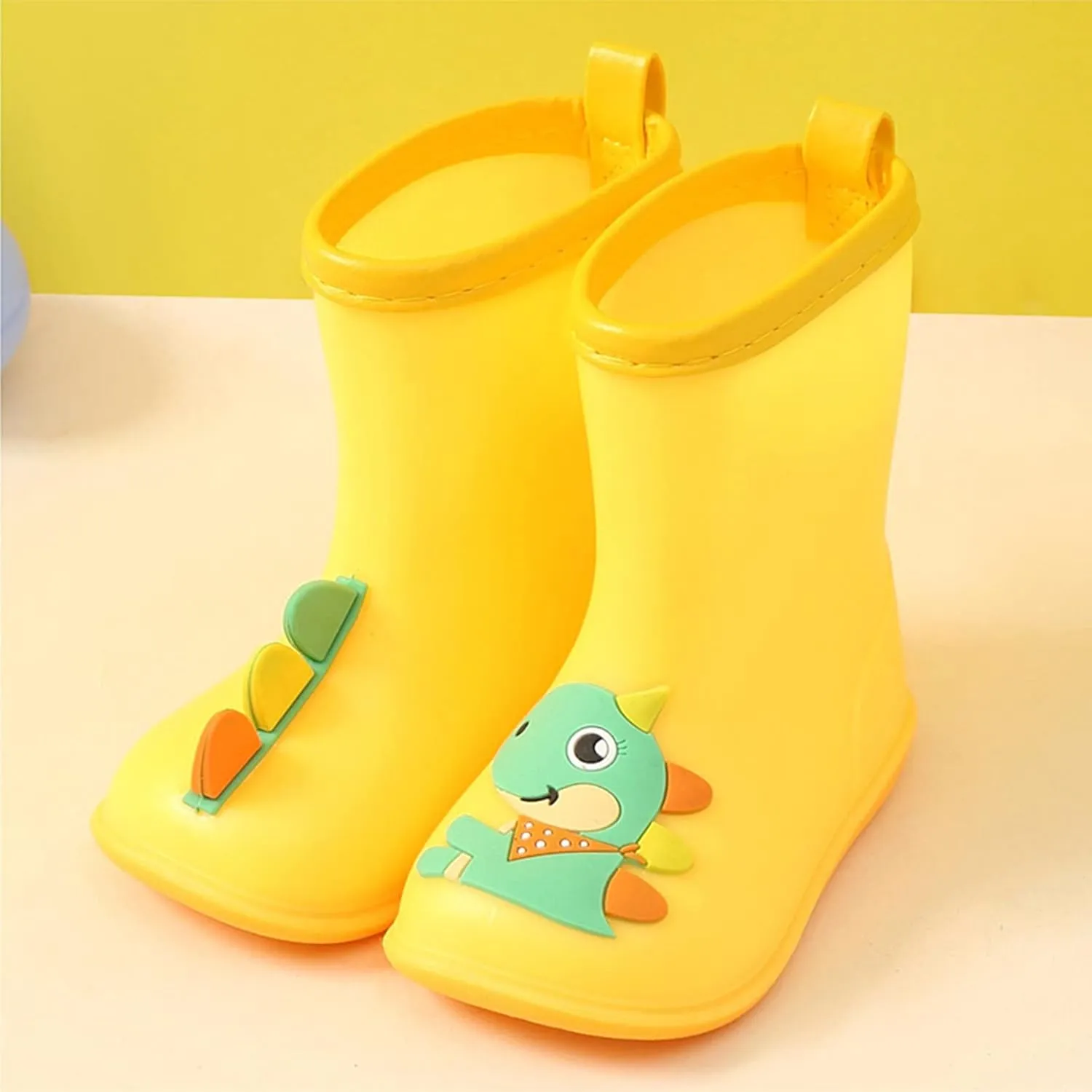 Kids Dinosaur Rain Boots for Boys Girls Mud Boots Waterproof Toddler Lightweight Rainboots with Easy-On Handles