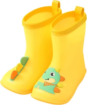 Kids Dinosaur Rain Boots for Boys Girls Mud Boots Waterproof Toddler Lightweight Rainboots with Easy-On Handles