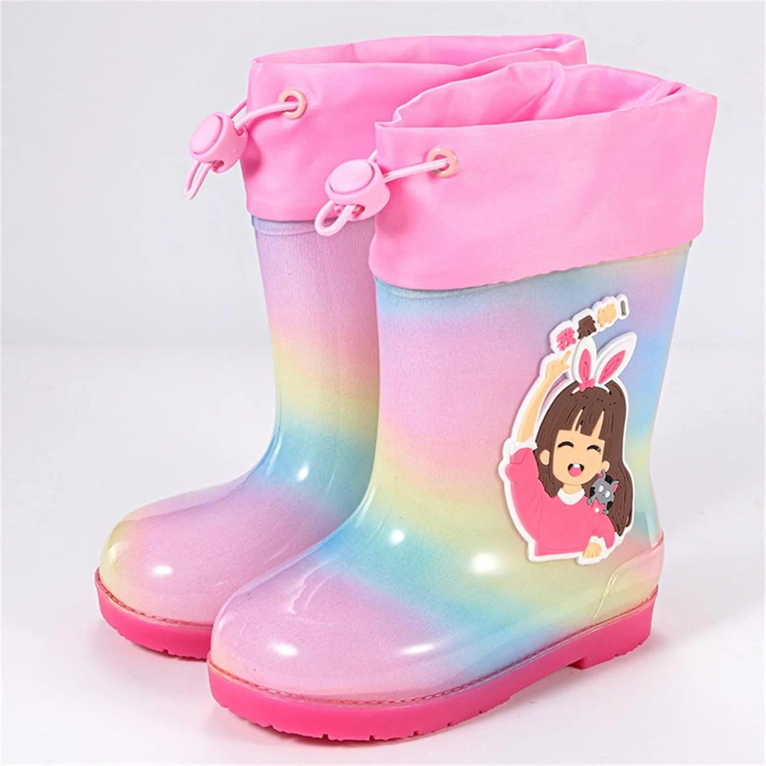 Kids Rain Boots for Girls Toddler Shoes for Rainy Days Rubber Cute Girls Printed with Easy On Size 6 Girls Toddler Shoes
