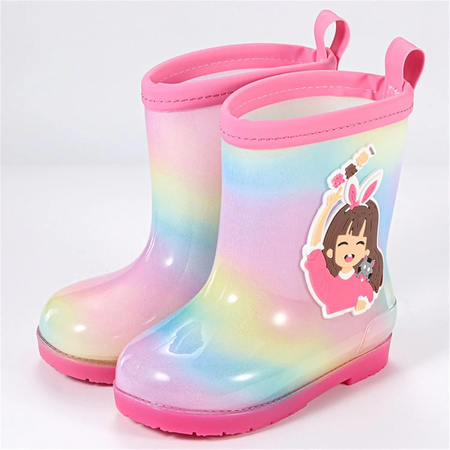 Kids Rain Boots for Girls Toddler Shoes for Rainy Days Rubber Cute Girls Printed with Easy On Size 6 Girls Toddler Shoes