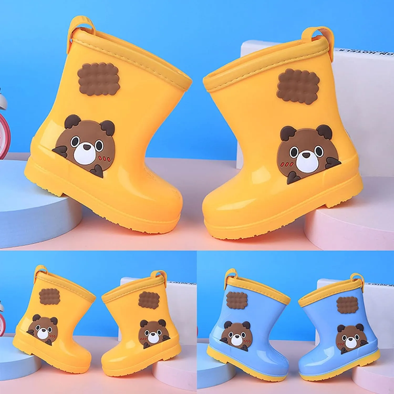Kids Rain Boots Rubber Waterproof Toddler Rain Boots Cute Bear Cartoon Boys Girls Mud Boots Water Infant Girl Shoes