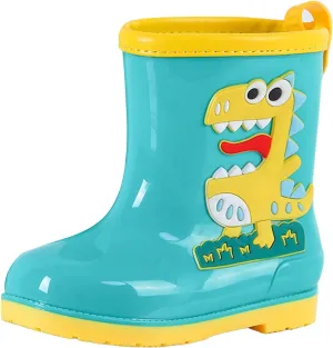 Kids Rain Boots Toddler Cute Animal Dinosaur Printed Waterproo Rubber Non-Slip Rainboots Shoes Rainboots Toddler