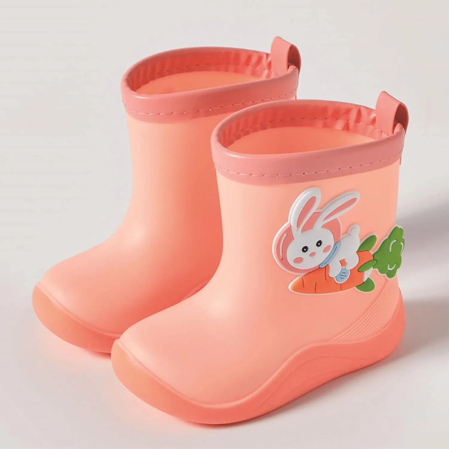 Kids Rain Boots Toddler Cute Cartoon Rain Shoes Infant Waterproof Rubber Mud Boots for Girls Boys with Handles