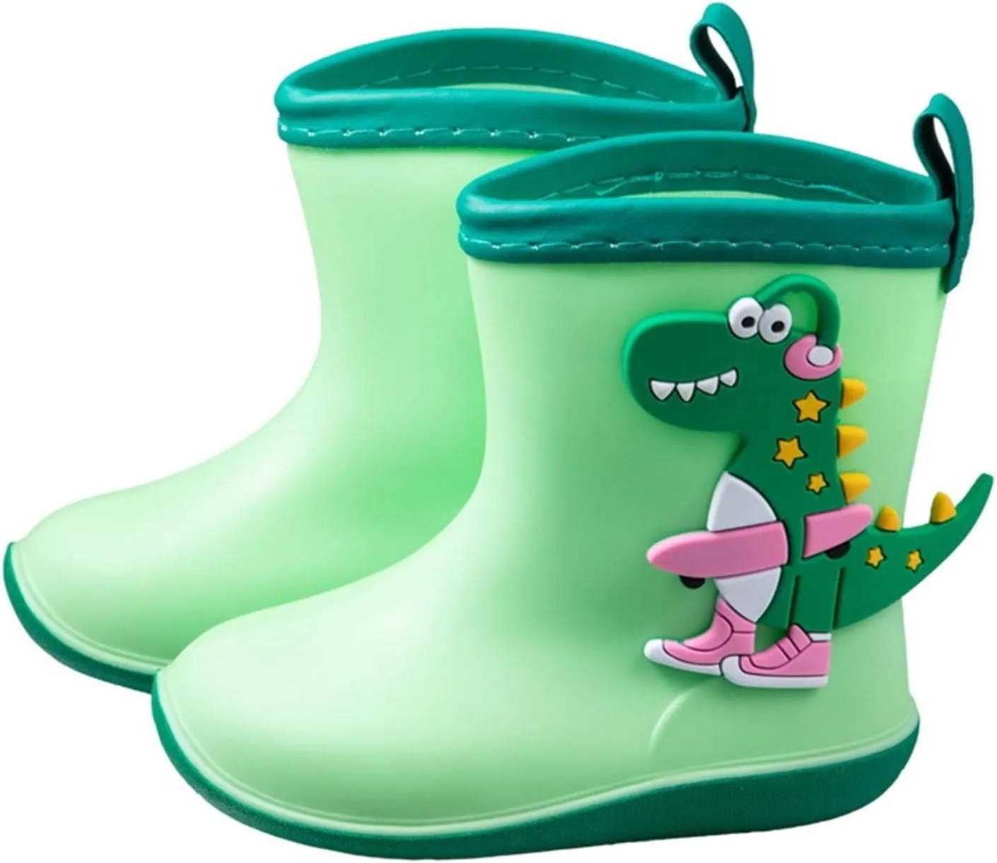 Kids Rubber Rain Boots Toddler Non Slip Water Shoes Cute Cartoon Dinosaur Waterproof Boots for Boys Boys' Snow Boots
