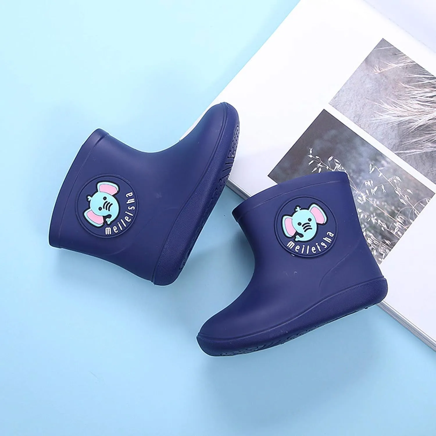Kids Short Rain Boot for Boys Girls Children Cartoon Non-Slip Lightweight Insulated Mud Boots Water Shoes Infant Shoes