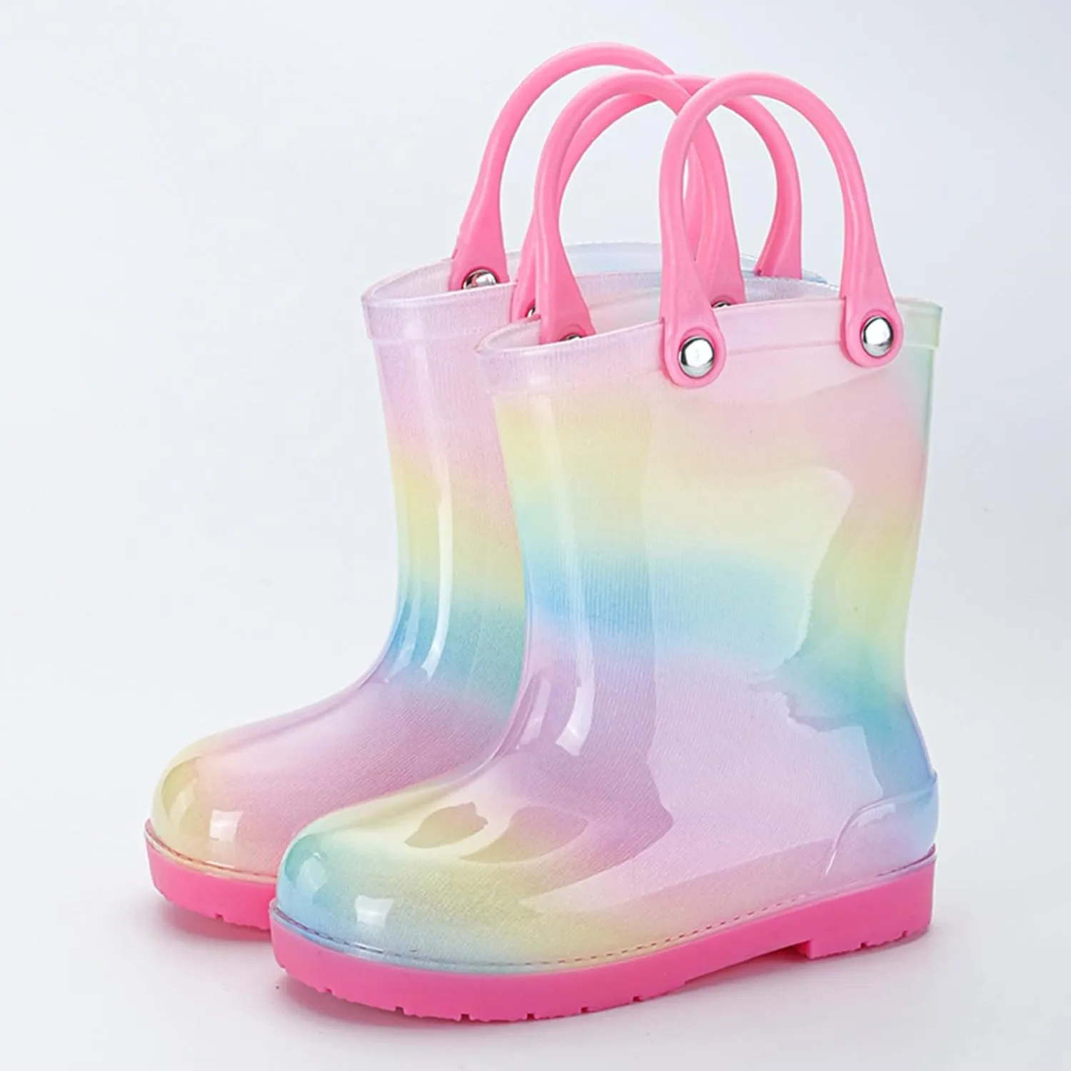 Kids Tie Dye Waterproof Rain Boot with Pull on Handles Toddler Bow Rain Boots Rubber Boots Boys Cute Baby Boys' Shoes