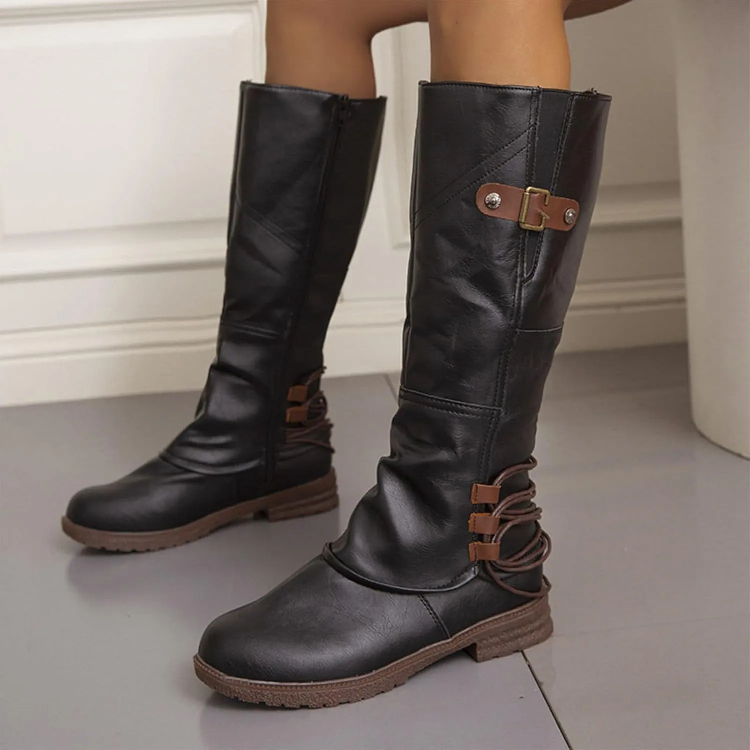 Knee High Boots for Women Winter Boots for Women 2024 Trendy Fashion Tall Square Heel Zipper Waterproof Knight Boots