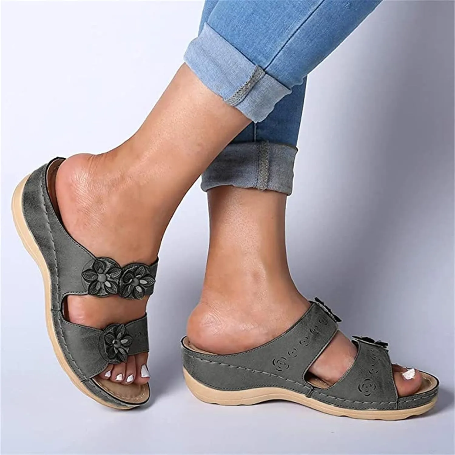 Ladmiple Comfortable Orthopedic Sandals For Women Dressy Summer Walking Flip Flops Orthotic Slides with Arch Support