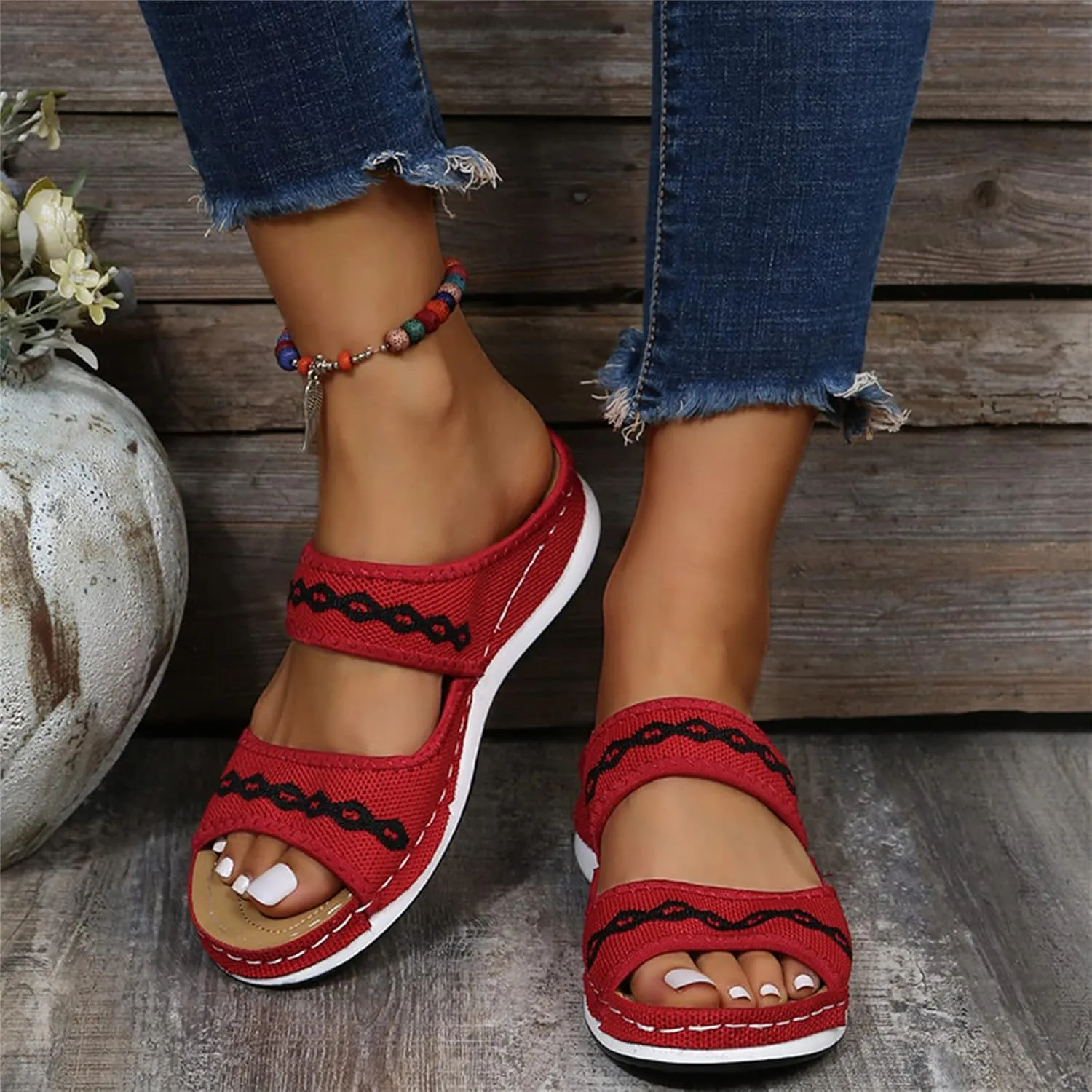 Ladmiple Dress Sandals For Women Orthotic Dressy Summer Flips Flops Orthopedic Slides Arch Support Plantar Fasciitis