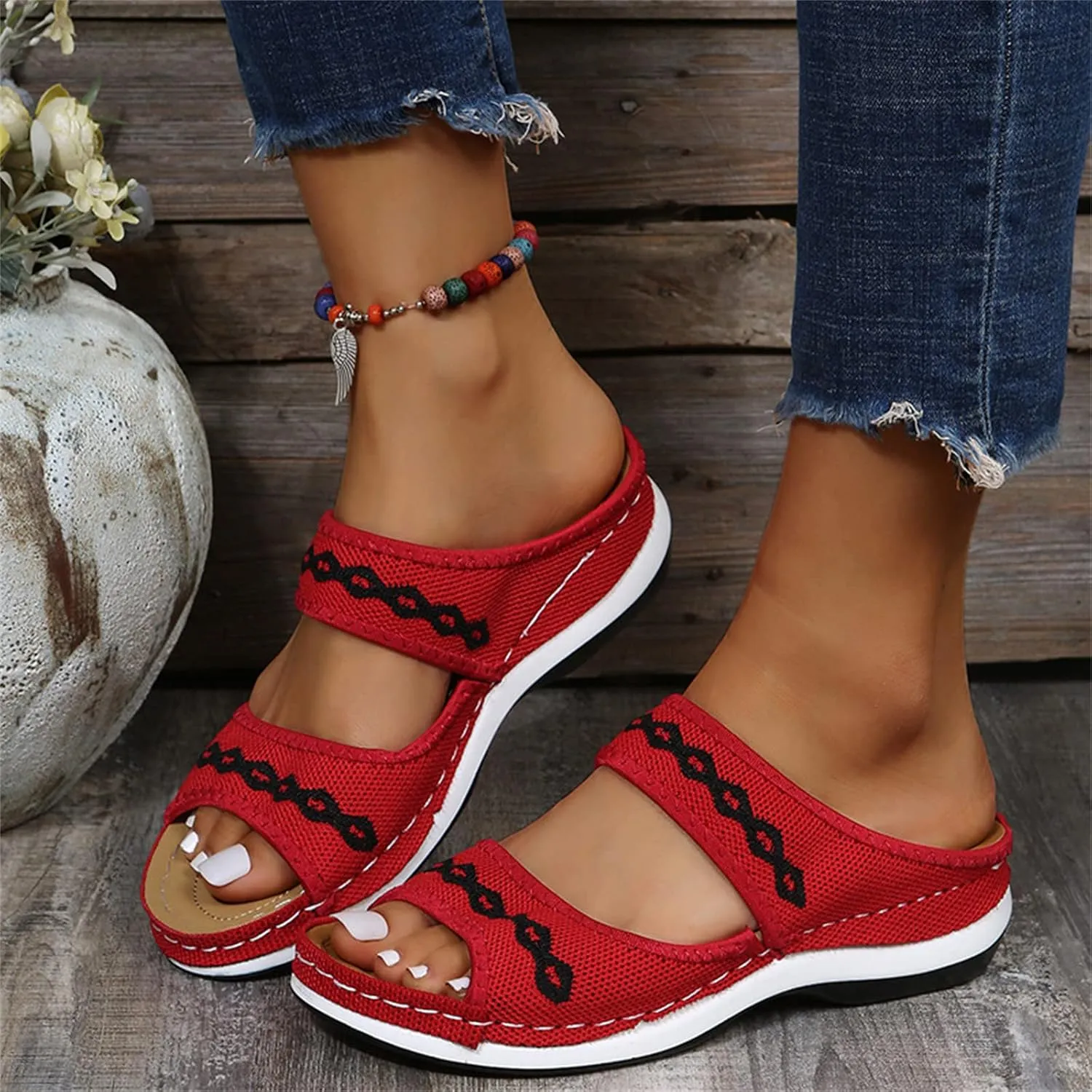 Ladmiple Dress Sandals For Women Orthotic Dressy Summer Flips Flops Orthopedic Slides Arch Support Plantar Fasciitis