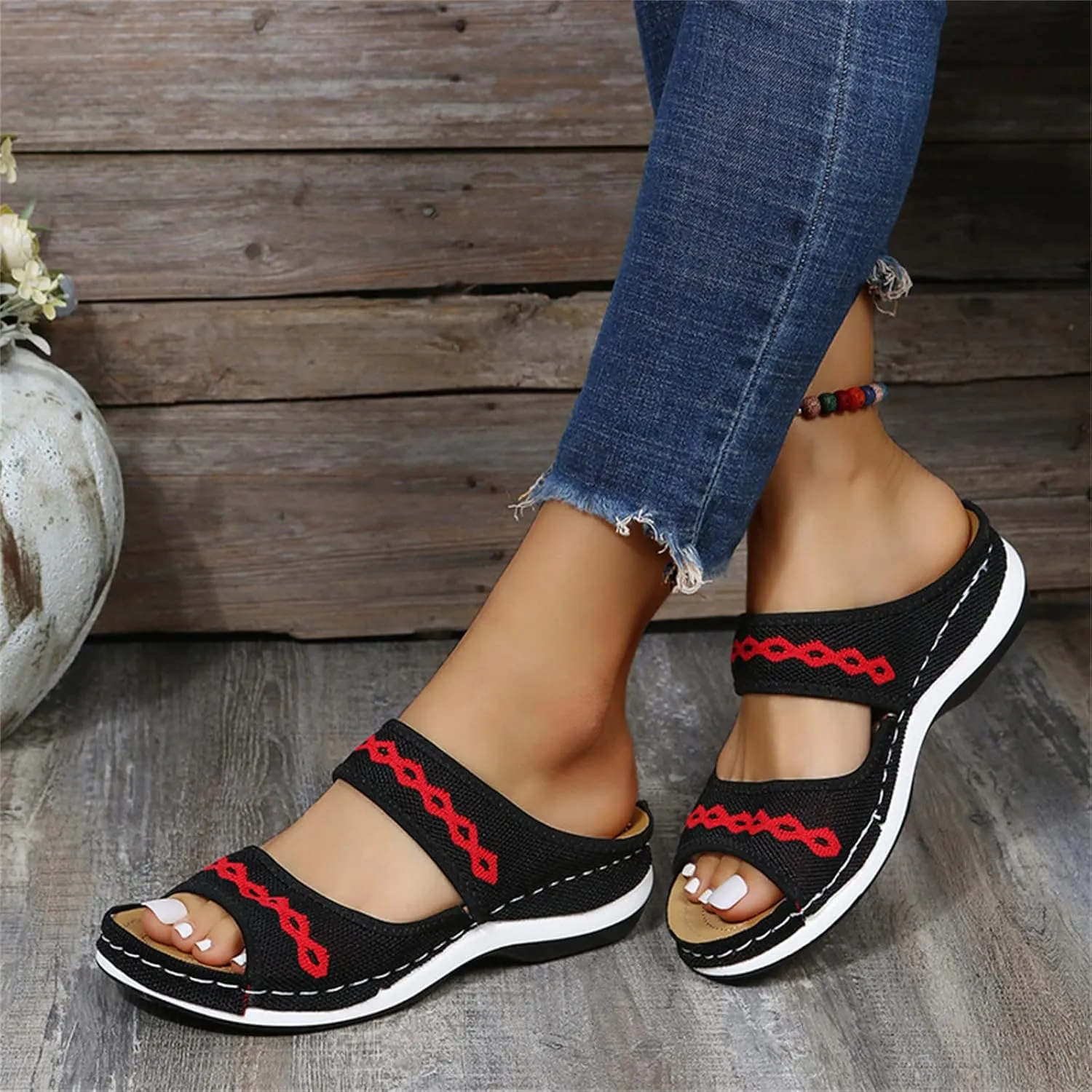 Ladmiple Orthopedic Dress Sandals For Women Plantar Fasciitis Comfort Walking Arch Support Orthotic Slides Summer Flip Flops