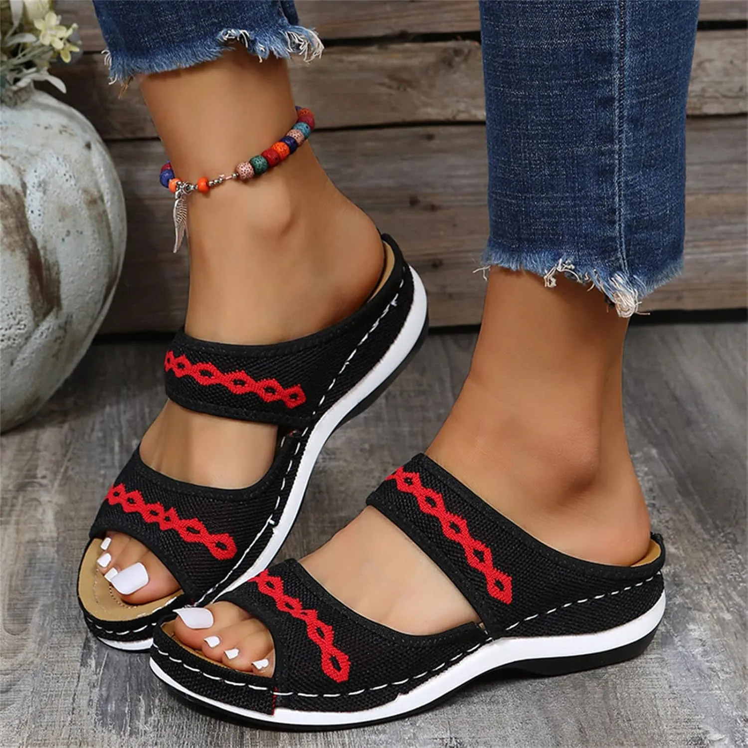 Ladmiple Orthopedic Dress Sandals For Women Plantar Fasciitis Comfort Walking Arch Support Orthotic Slides Summer Flip Flops