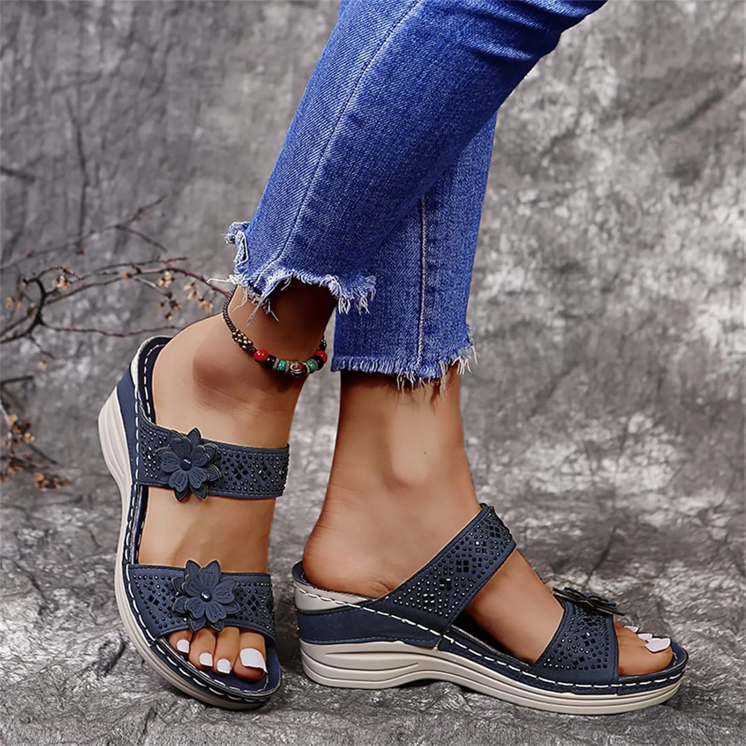 Ladmiple Orthopedic Sandals For Women Arch Support Dressy Summer Comfortable Orthotic Flip Flops Walking Slides Beach Shoes