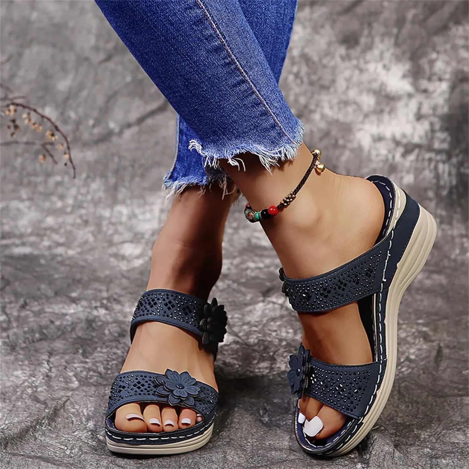 Ladmiple Orthopedic Sandals For Women Arch Support Dressy Summer Comfortable Orthotic Flip Flops Walking Slides Beach Shoes