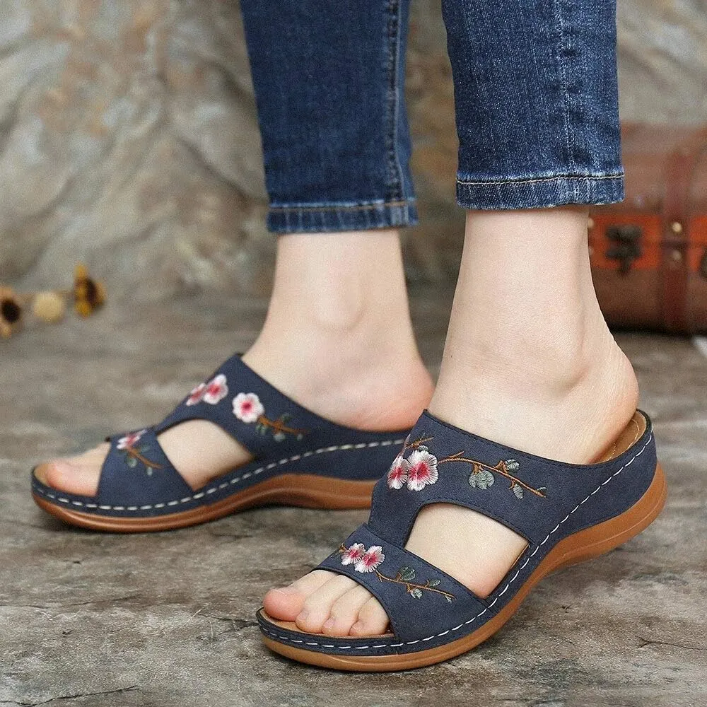 Ladmiple Orthopedic Sandals For Women Dressy Summer Comfortable Slip On Orthotic Flip Flops Walking Shoes With Arch Support