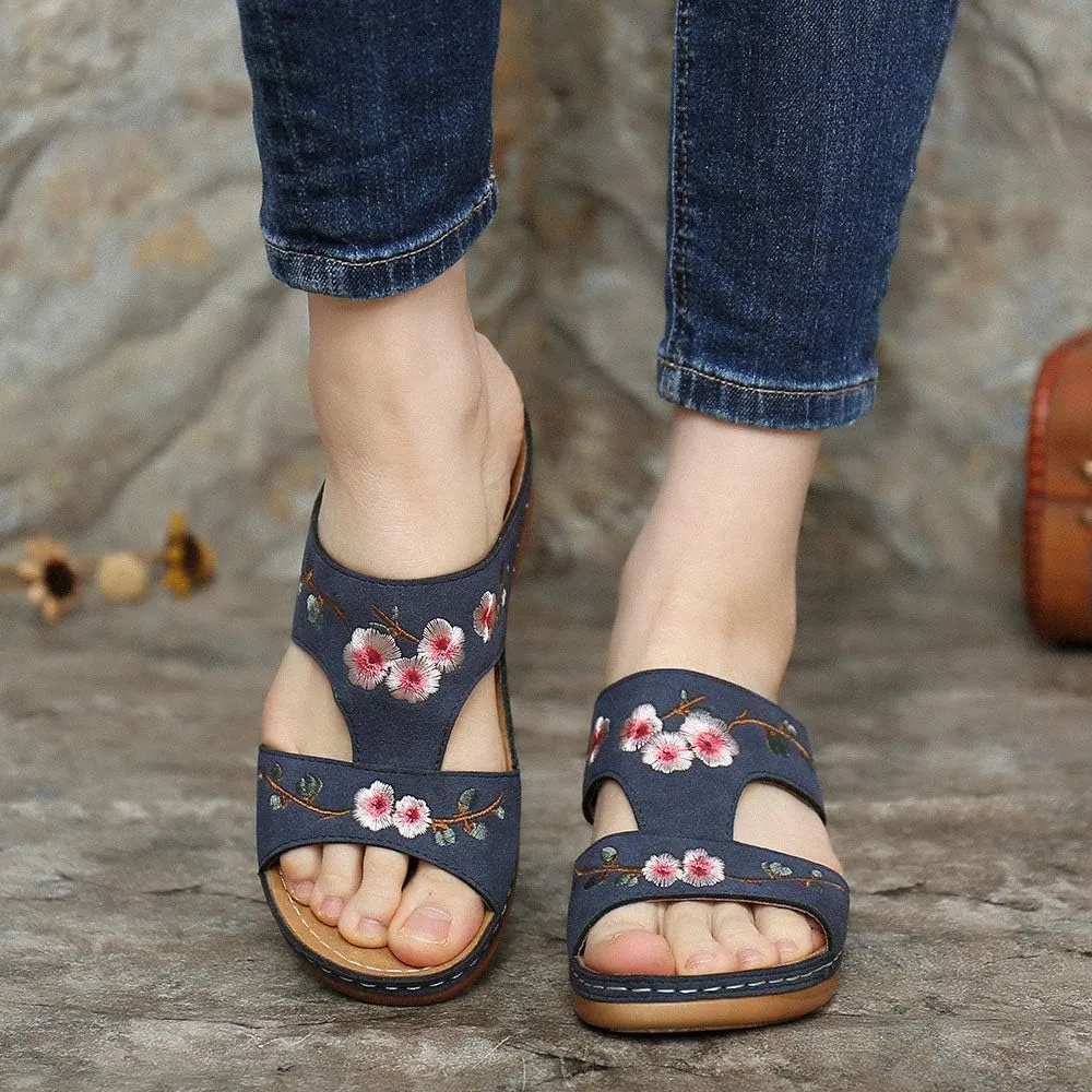 Ladmiple Orthopedic Sandals For Women Dressy Summer Comfortable Slip On Orthotic Flip Flops Walking Shoes With Arch Support