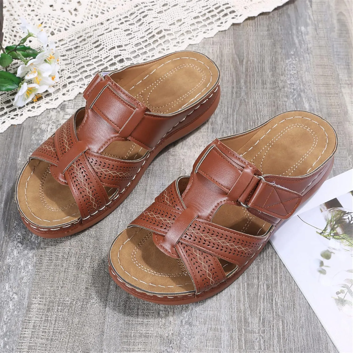 Ladmiple Orthopedic Sandals For Women Elegant Comfortable Walking Flip Flops Dressy Summer Orthotic Slides with Arch Support