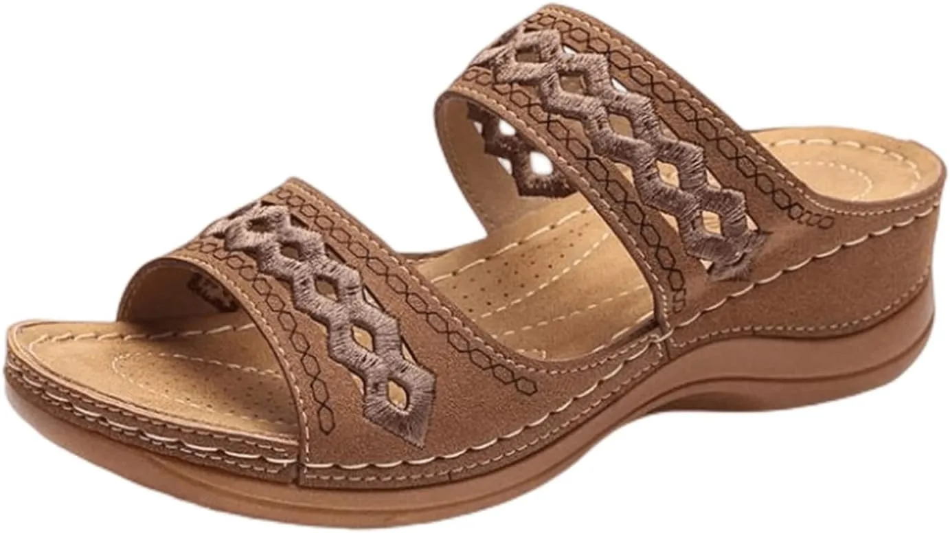 Ladmiple Orthopedic Sandals For Women Plantar Fasciitis Arch Heel Support Orthotic Slides Comfortable Dressy Summer Flipflops