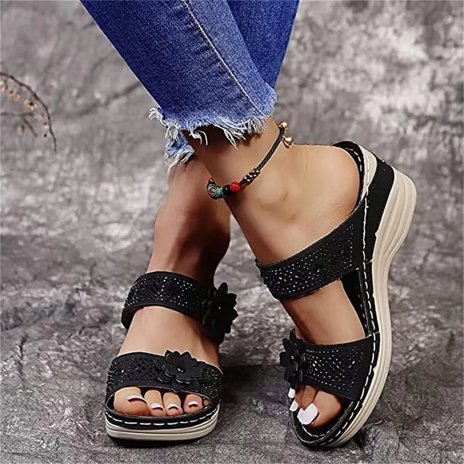 Ladmiple Orthopedic Sandals For Women Wide Width Arch Support Slides Slippers Comfort Dressy Summer Orthotic Flip Flops