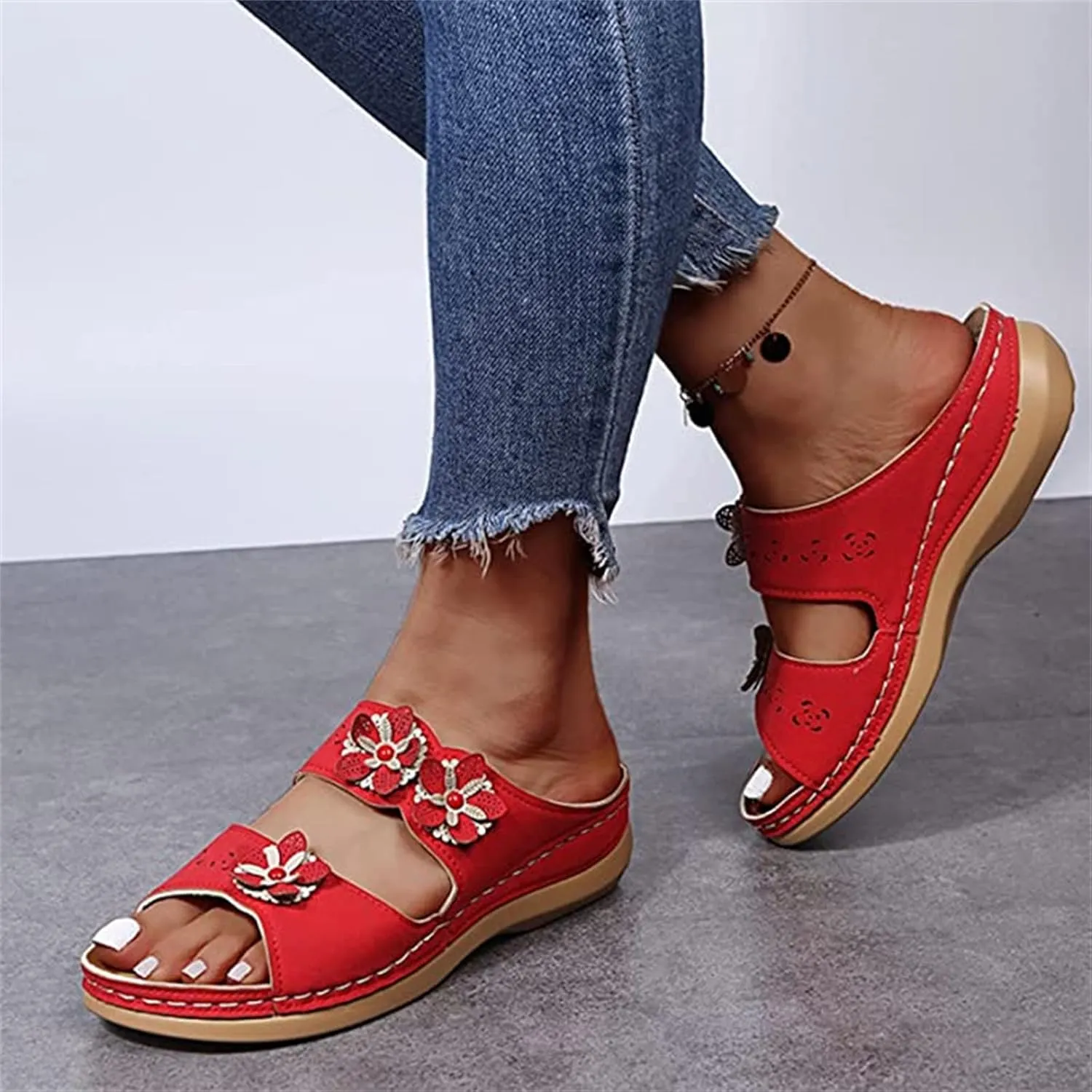 Ladmiple Orthotic Dress Sandals For Women With Arch Support Orthopedic Slides Summer Flip Flops for Plantar Fasciitis