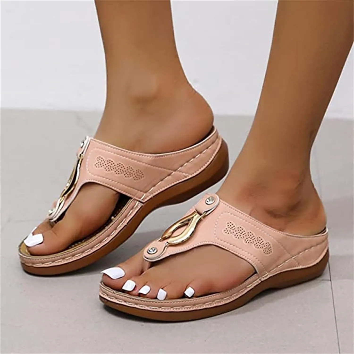 Ladmiple Orthotic Sandals For Women Dressy Summer Orthopedic Flip Flops Comfortable Arch Support Walking Slides Beach Shoes