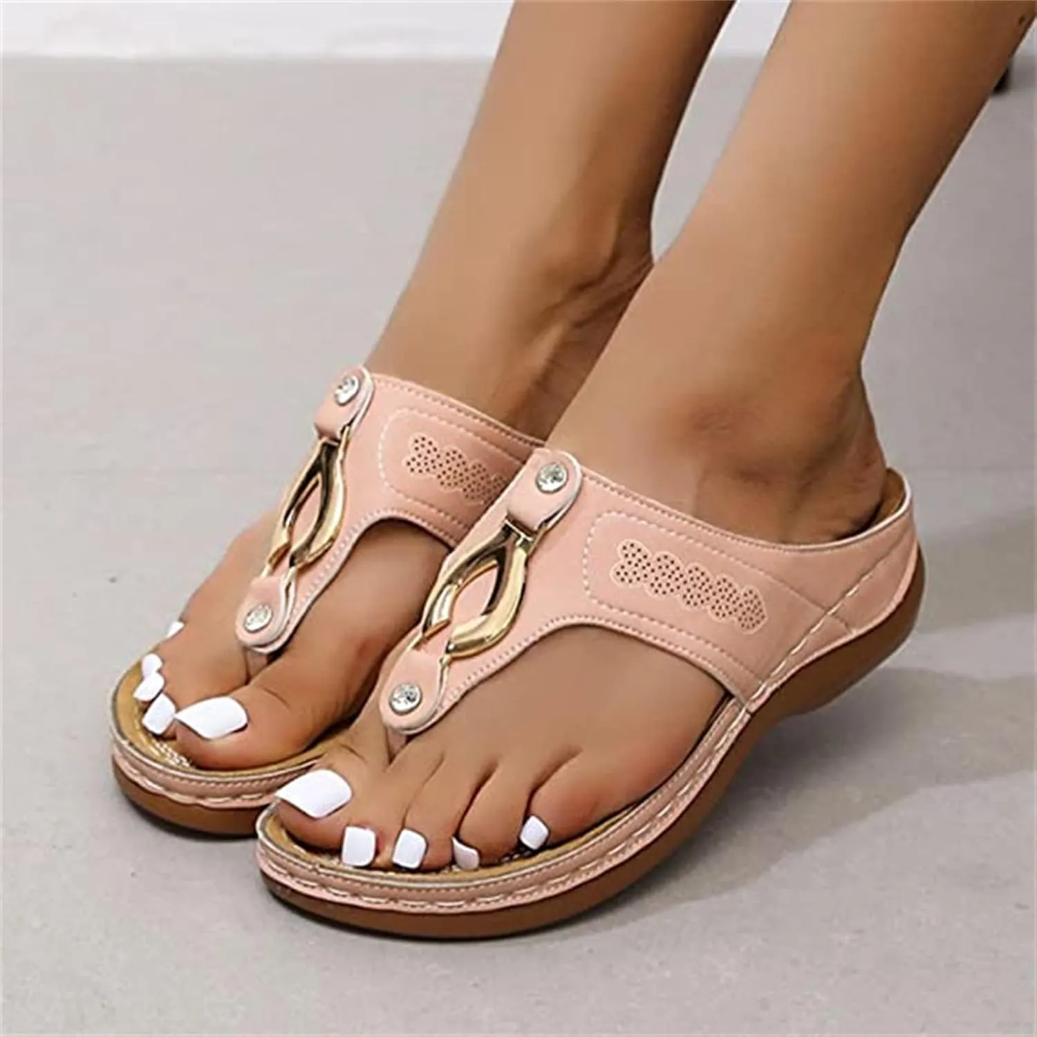 Ladmiple Orthotic Sandals For Women Dressy Summer Orthopedic Flip Flops Comfortable Arch Support Walking Slides Beach Shoes