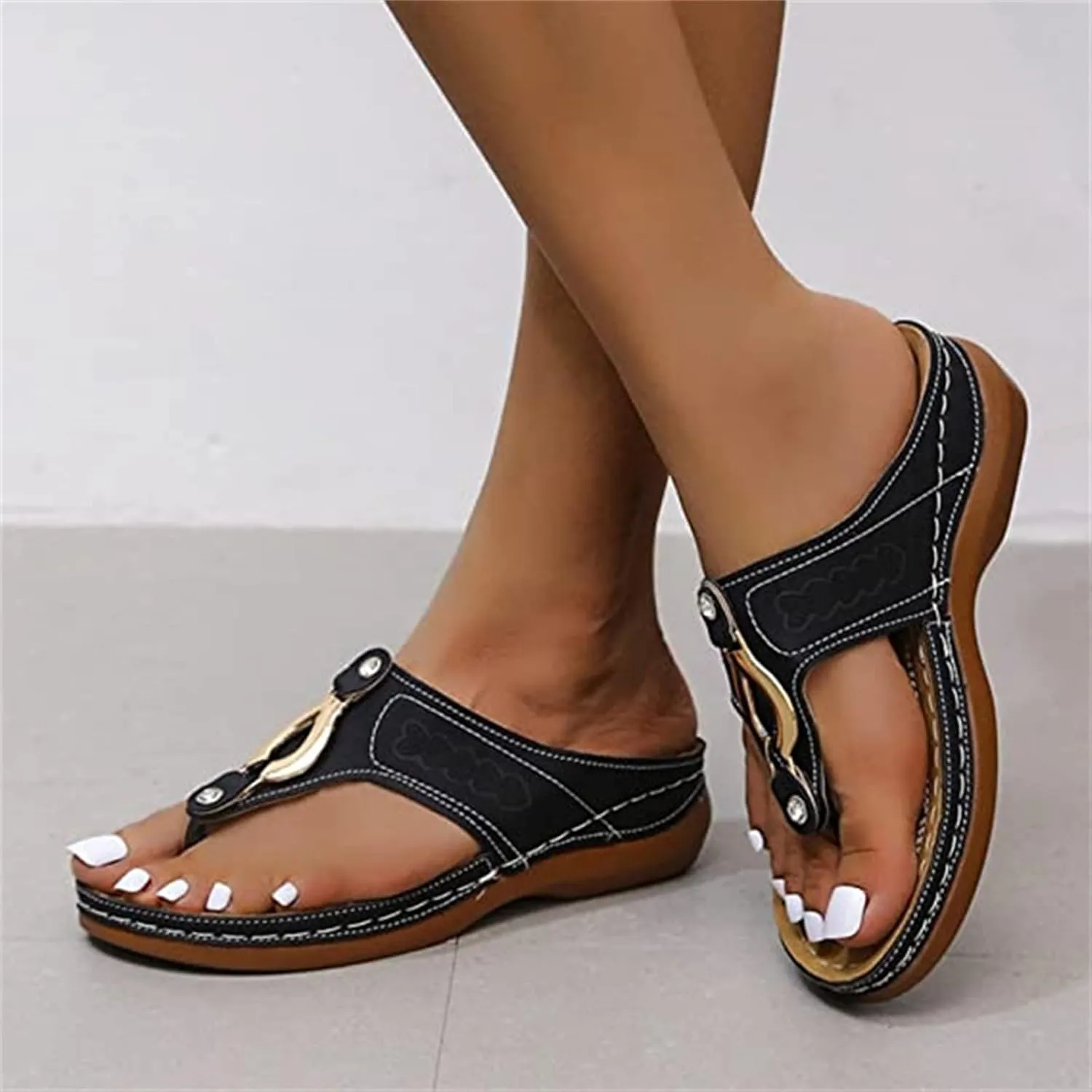 Ladmiple Orthotic Sandals For Women Wide Width Fashion Orthopedic Slides With Comfortable Plantar Fasciitis Arch Support
