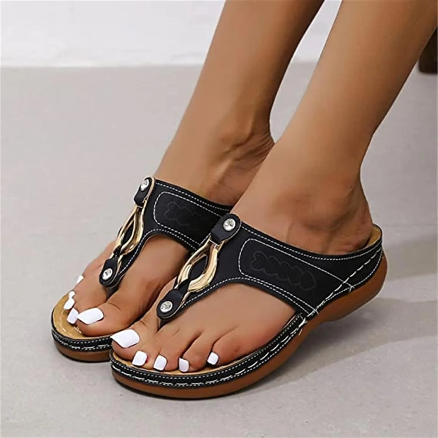 Ladmiple Orthotic Sandals For Women Wide Width Fashion Orthopedic Slides With Comfortable Plantar Fasciitis Arch Support