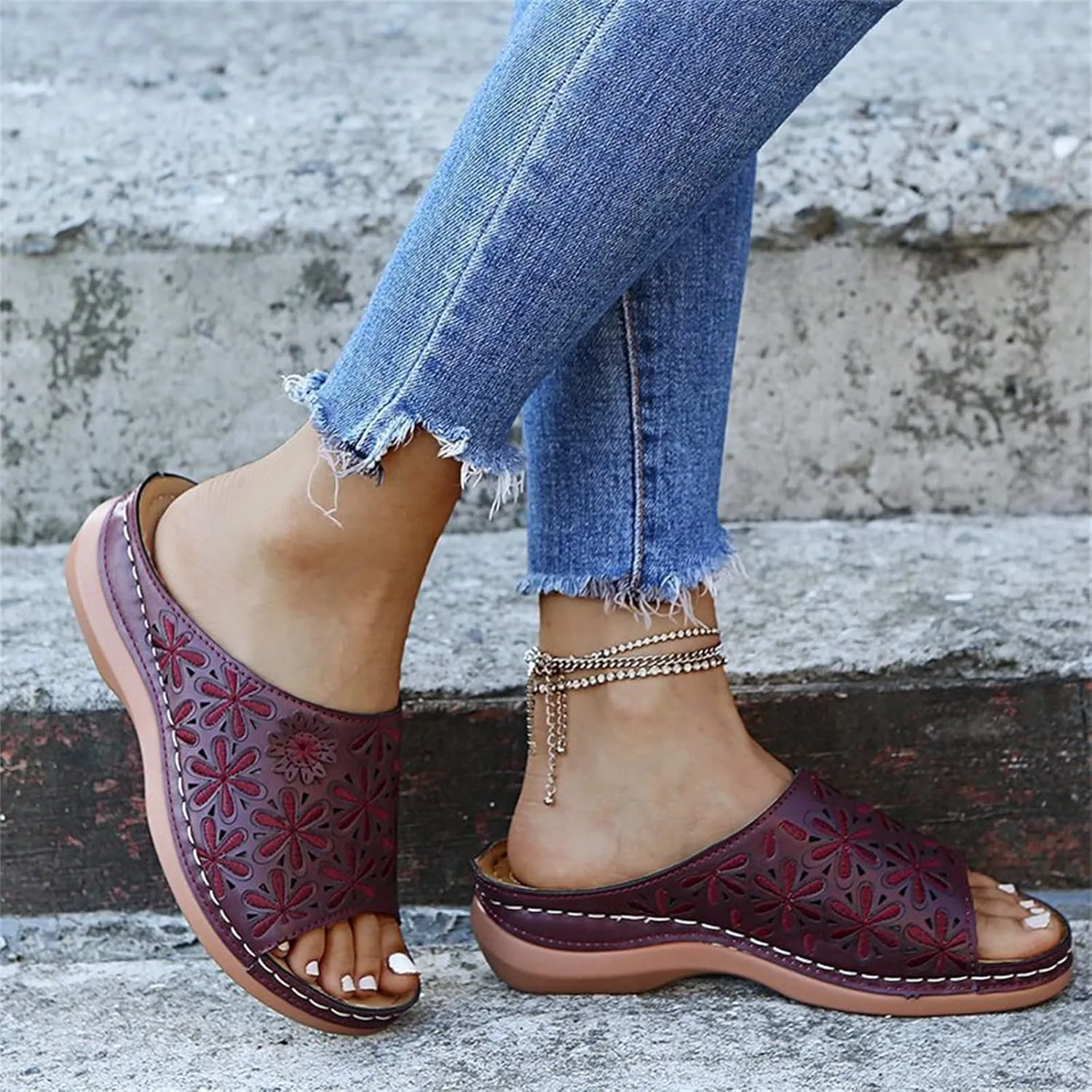 Ladmiple Orthotic Sandals For Women With Arch Support Comfort Walking Open Toe Slides Dressy Summer Orthopedic Flip Flops
