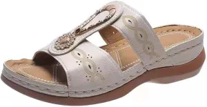 Ladmiple Sandals Women Beach Vacation Arch Support Orthopedic Slides Slippers Comfort Dressy Summer Orthotic Flip Flops