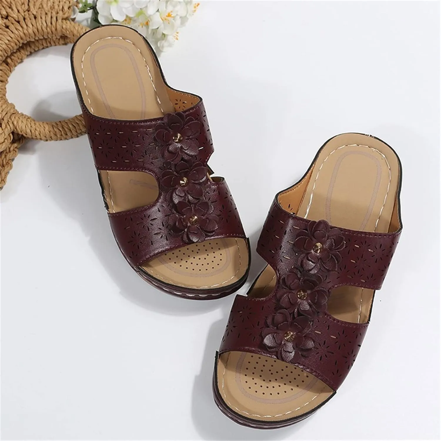 Ladmiple Sandals Women Beach Vacation Fashion Orthotic Slides Ladies Lightweight Athletic Slip On Slippers With Arch Support
