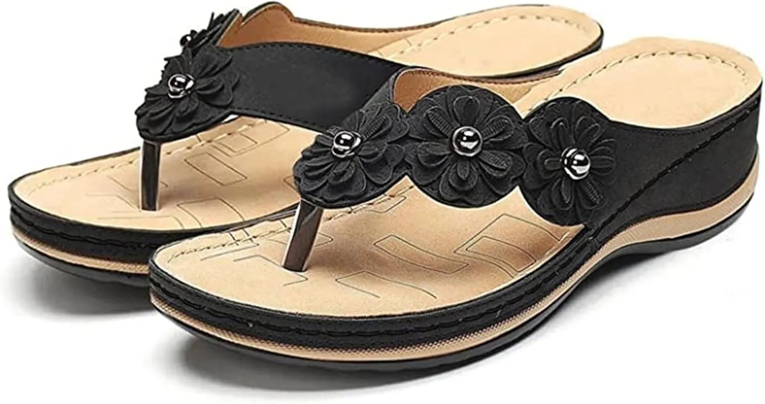 Ladmiple Sandals Women Comfortable Walking Arch Support Orthopedic Orthotic Flip Flops Dressy Summer Cute Slides Beach Shoes