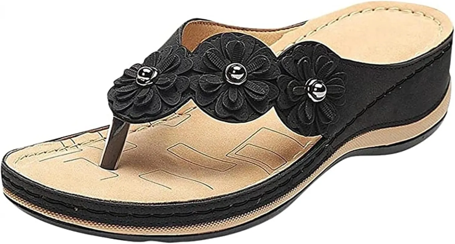 Ladmiple Sandals Women Comfortable Walking Arch Support Orthopedic Orthotic Flip Flops Dressy Summer Cute Slides Beach Shoes