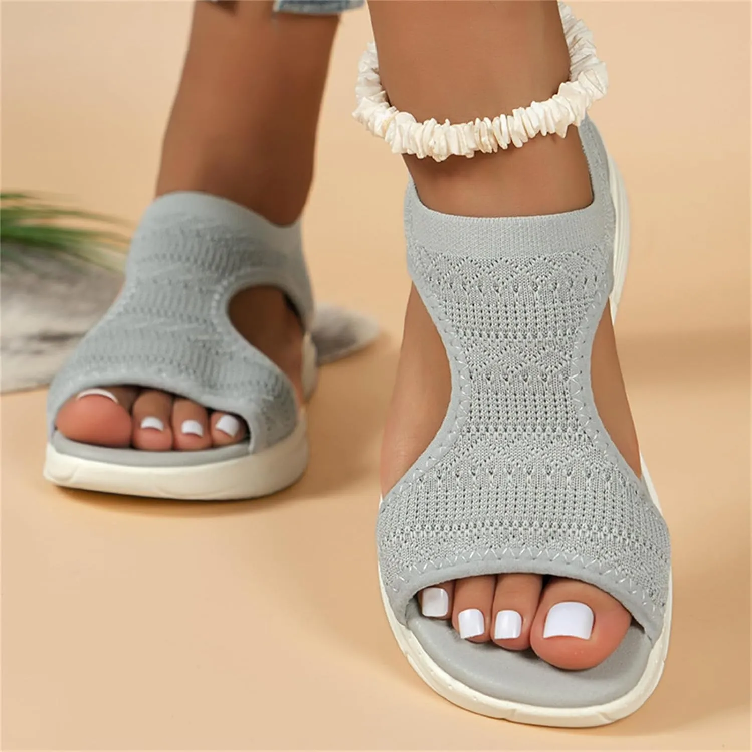 Ladmiple Sandals Women Comfortable Walking Orthopedic Sandals Dressy Slip On Orthotic Flip Flops Casual Summer Beach Shoes