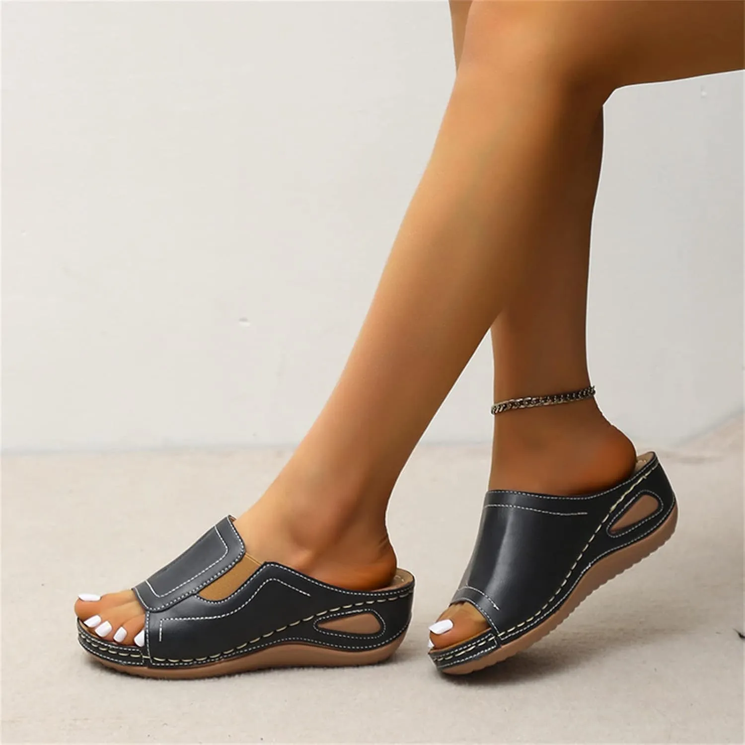 Ladmiple Sandals Women Comfortable Walking Orthopedic Slippers with Arch Support Dressy Summer Slip On Orthotic Flip Flops