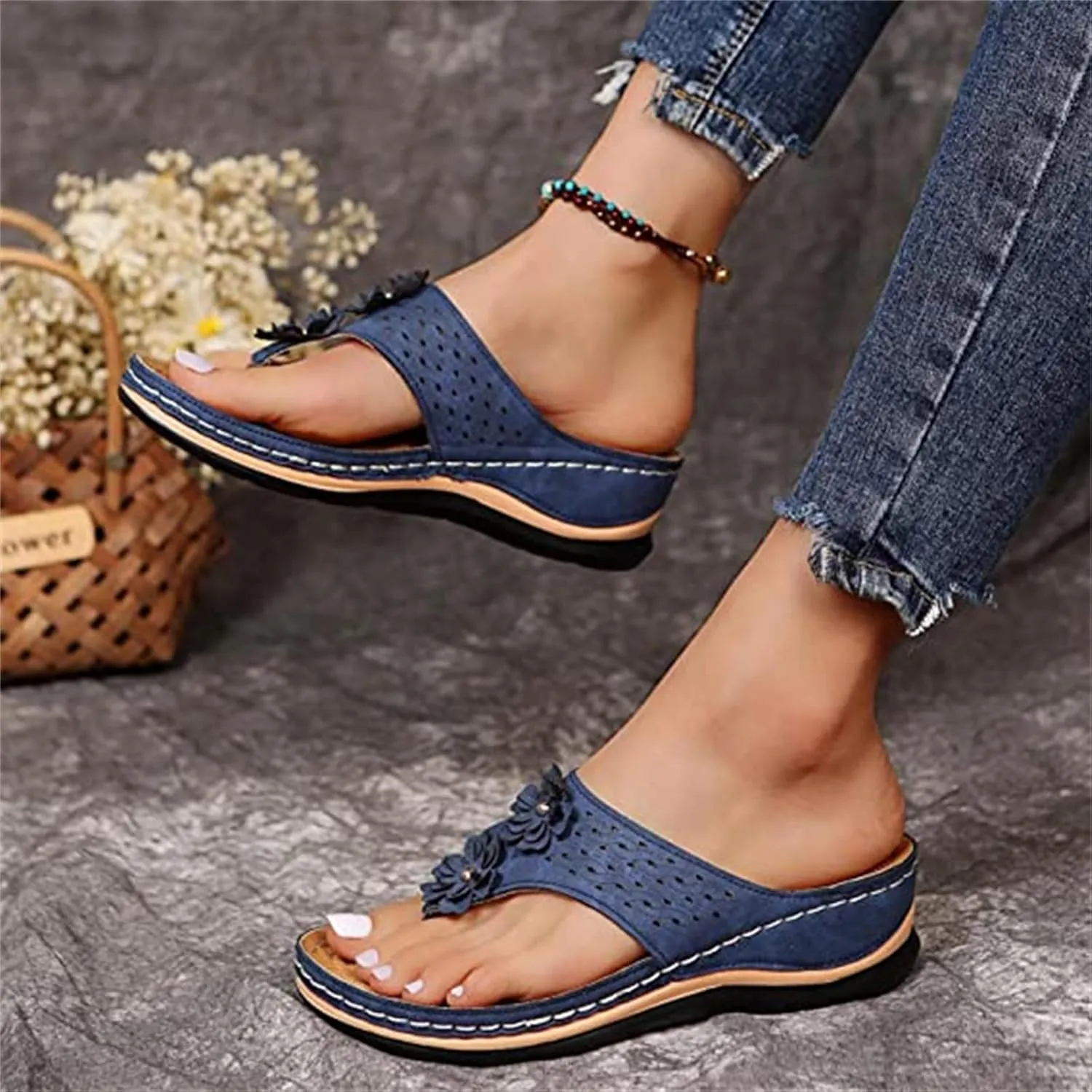 Ladmiple Sandals Women Comfortable Walking Orthotic Flips Flops Arch Support Flat feet Orthopedic Slides Plantar Fasciitis
