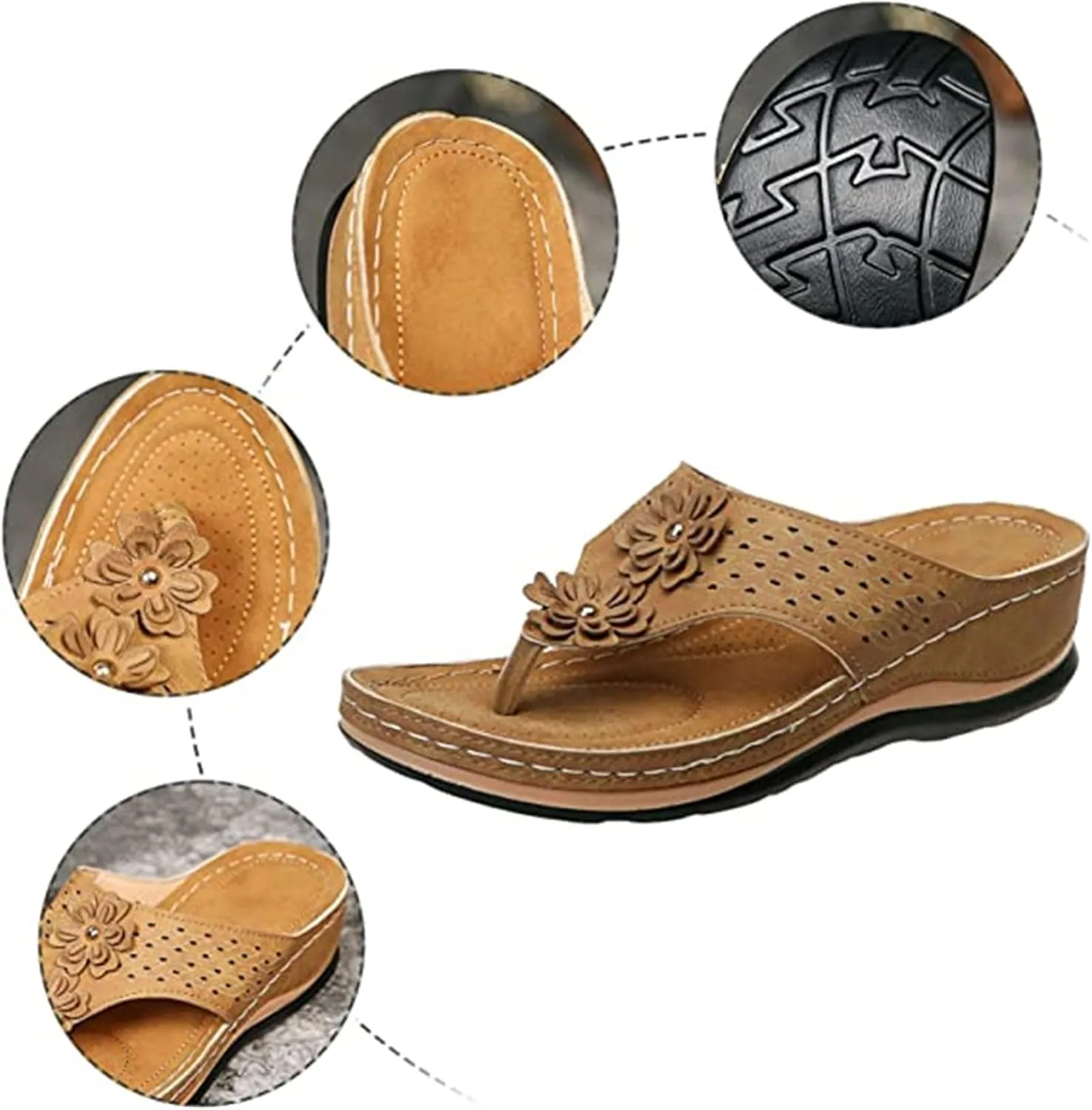 Ladmiple Sandals Women Comfortable Walking Orthotic Flips Flops Arch Support Flat feet Orthopedic Slides Plantar Fasciitis