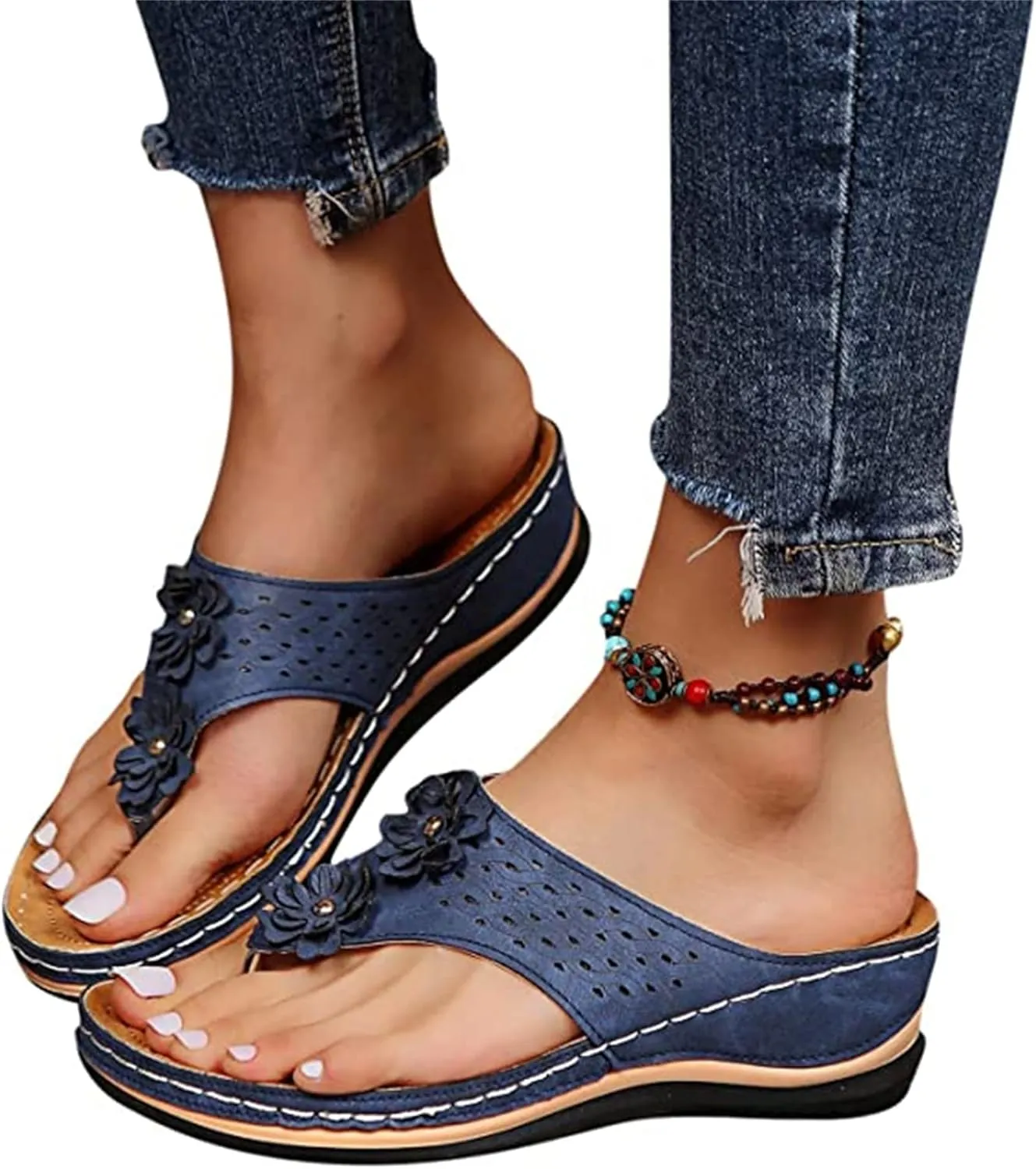 Ladmiple Sandals Women Comfortable Walking Orthotic Flips Flops Arch Support Flat feet Orthopedic Slides Plantar Fasciitis